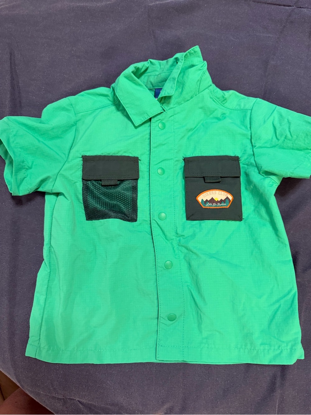 Old Navy Kids Green Button-Front Shirt with Contrast Pockets